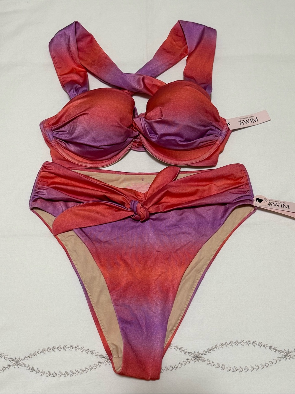 Victoria’s Secret Gradient Orange-Purple Knot Bikini Set